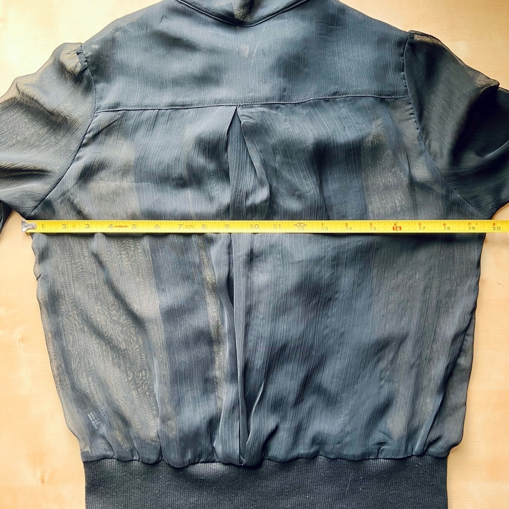 Black Sheer Ruffled Blouse size large - Picture 9 of 11
